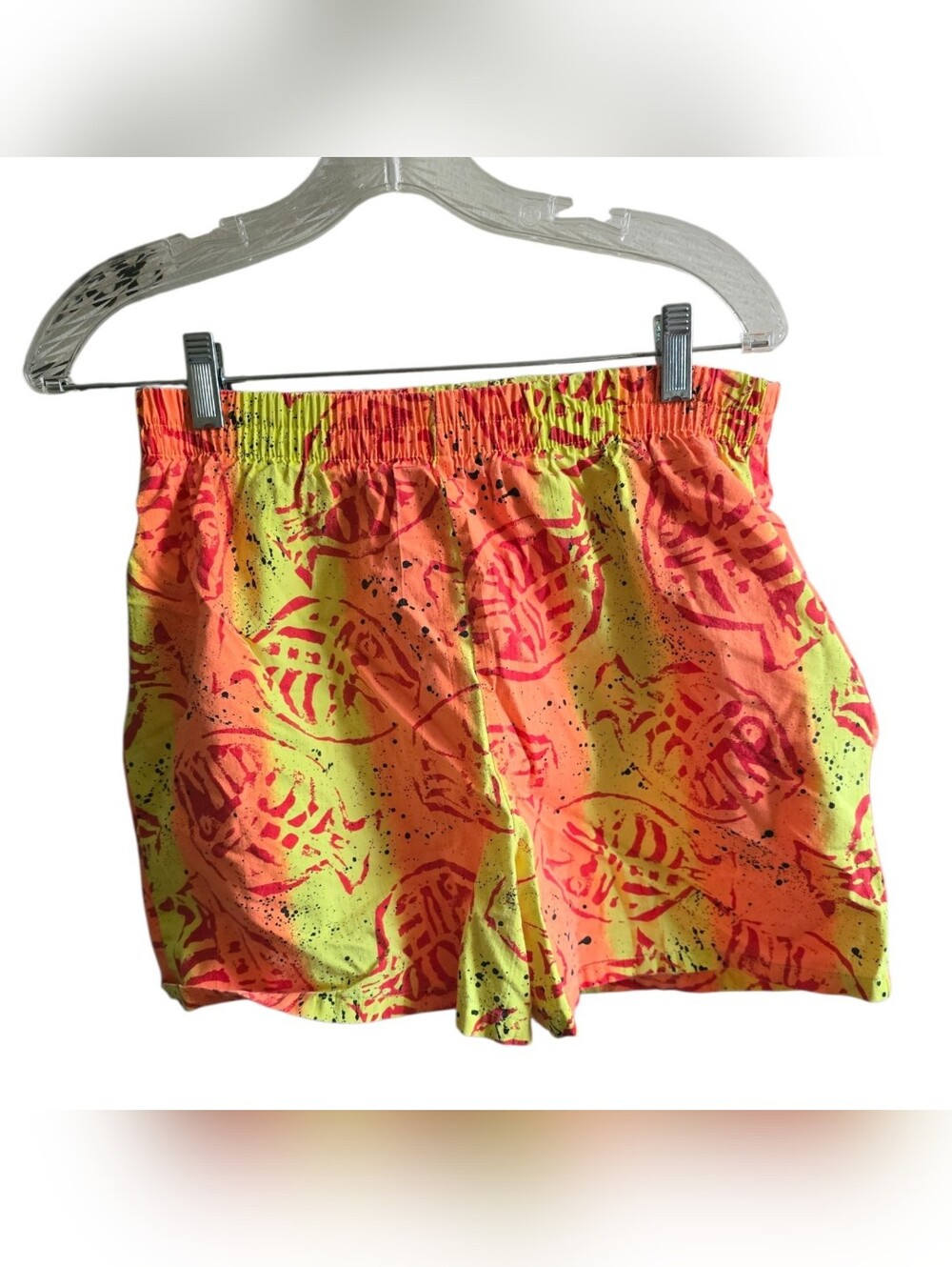 Vintage Pinwheels Neon Shorts M Medium Fish Graphic Print 100% Cotton Made in US